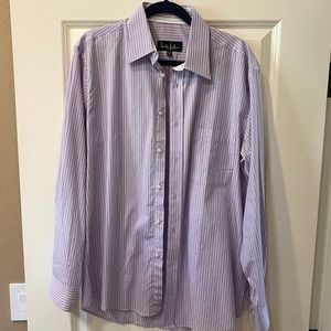 Mens Nicole Miller Purple Striped Dress Shirt, size 15.5 34/35 Med